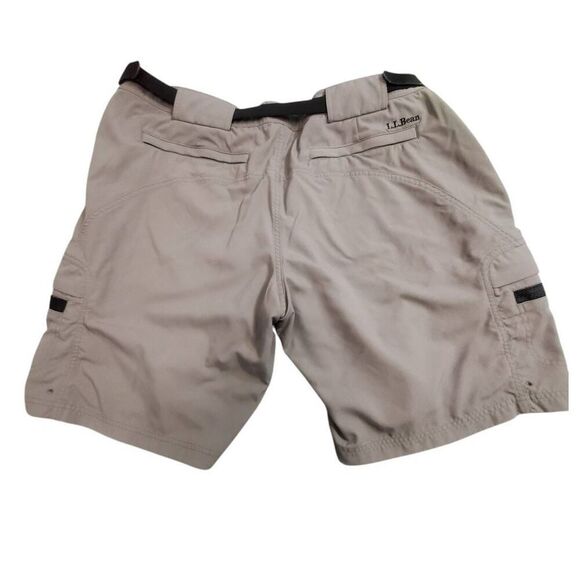 Mens LL Bean Tan Outdoor Cargo Hiking 9" Nylon Shorts Size 44 W - Picture 2 of 9